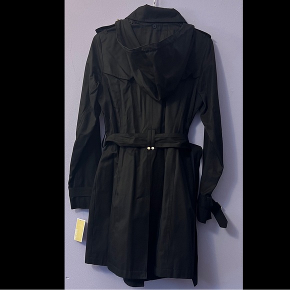 MICHEAL KORS Black Double-Breasted Rain Coat with Gold Accents - Picture 2 of 7